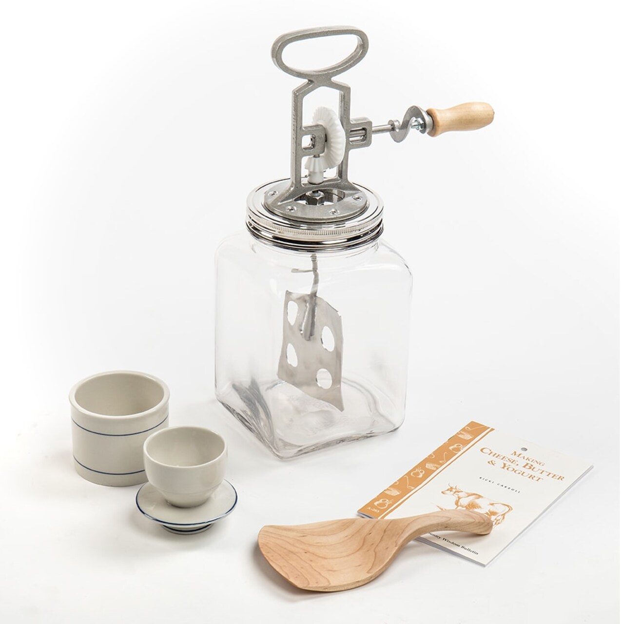 Lehman's Homemade Butter Making Set, Butter Churn Crock Paddle Booklet